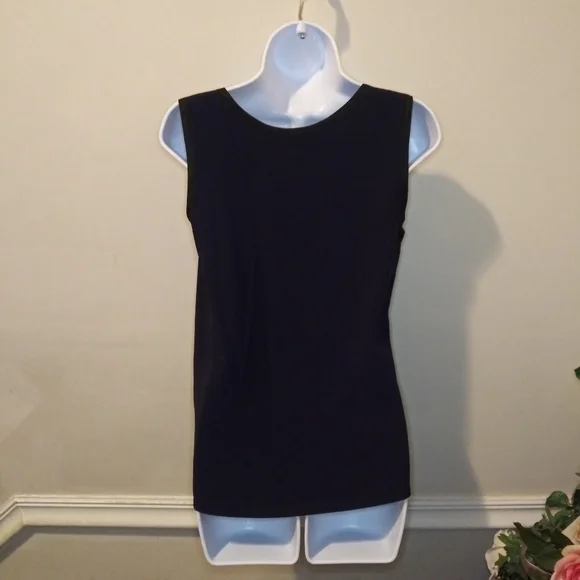 Vintage 1980's Saint Laurent Black Cropped Tuxedo Jacket & Navy Camisole Top - Picture 9 of 14